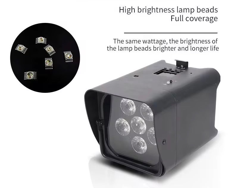 8× Akkumulátoros 6x18W LED PAR készlet szállítódobozzal